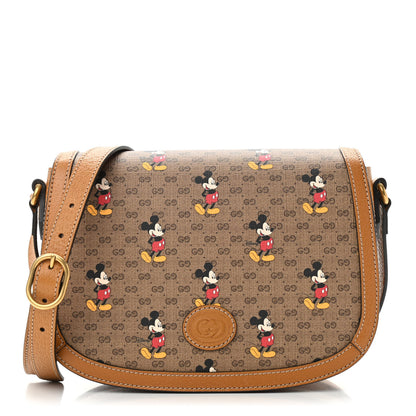 Gucci X DISNEY Mini Vintage GG Supreme Monogram Mickey Mouse Small Flap Messenger Bag Beige Vintage Sun Oil 1 of 12