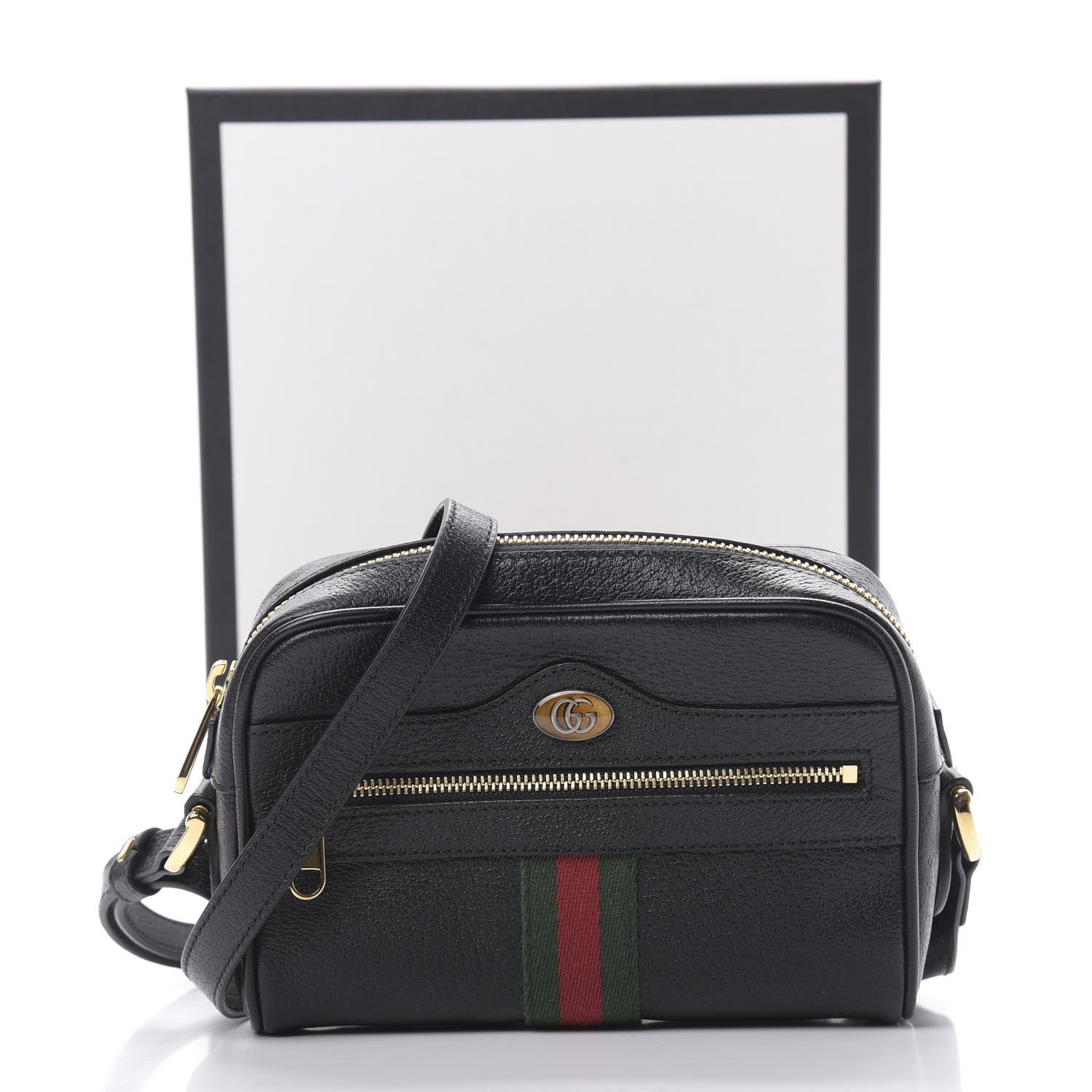 Gucci Calfskin Web Mini Ophidia Shoulder Bag Black 12 of 12