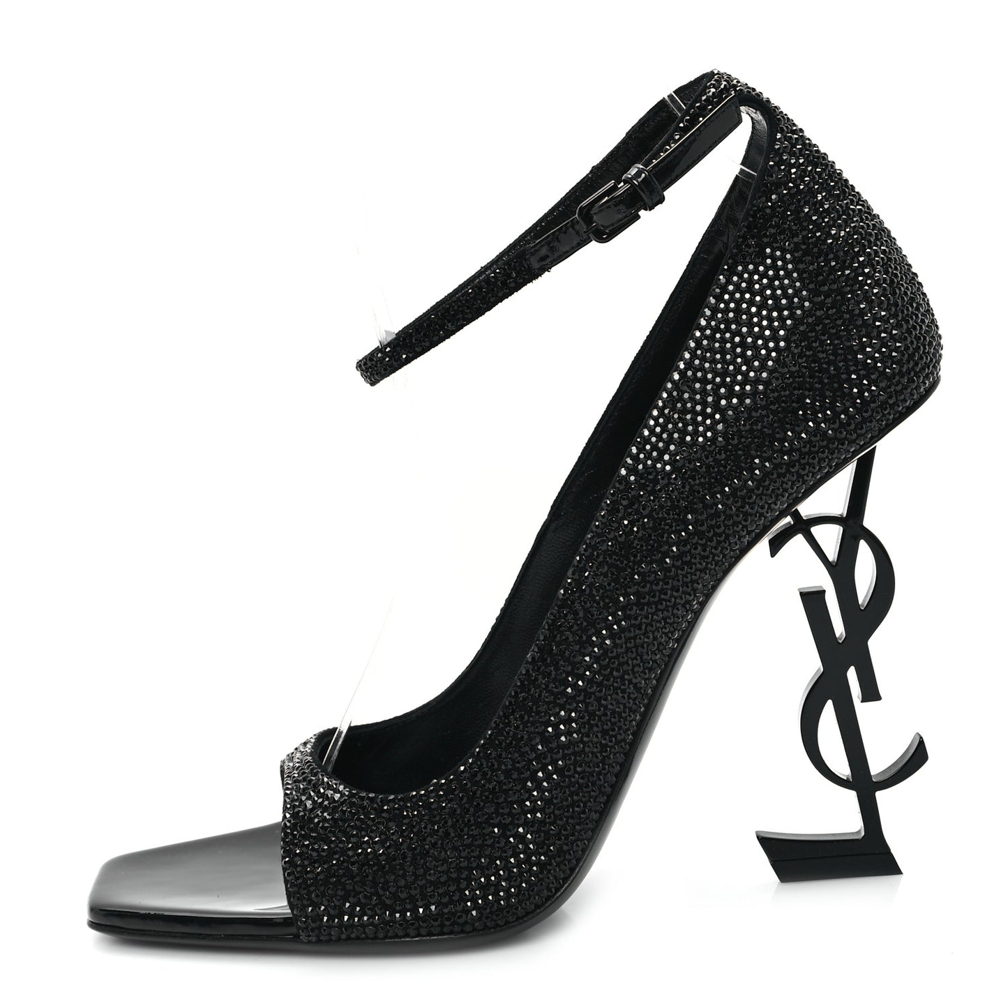 Kid Suede Crystal Embellished Opyum 110 Ankle Strap Sandals 39 Black