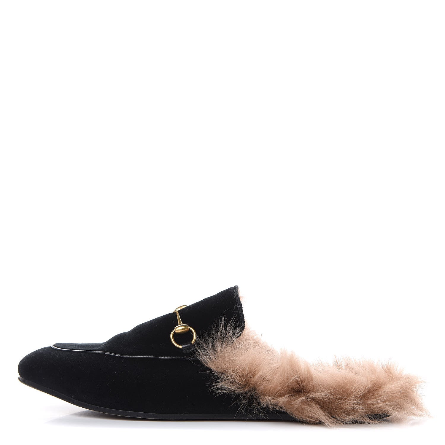 Gucci Velvet Fur Womens Princetown Slippers 41 Black 1 of 9