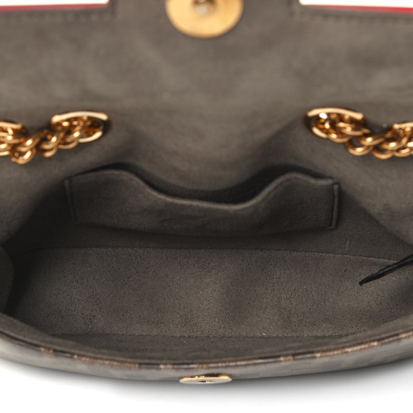 Glazed Fabric Vitello Century FF 1974 Stamp Patch Mini Double F Crossbody Bag Mogano Panna Fragola