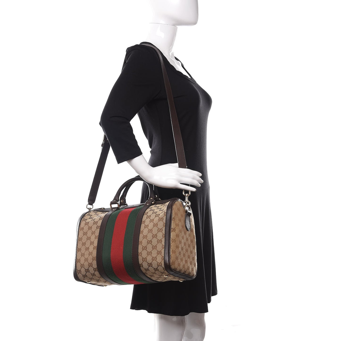 Monogram Vintage Web Medium Boston Dark Brown