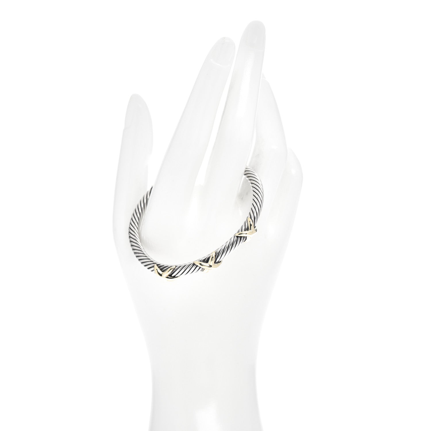 David Yurman Sterling Silver 14K Yellow Gold 5mm Triple X Cable Bracelet 2 of 4