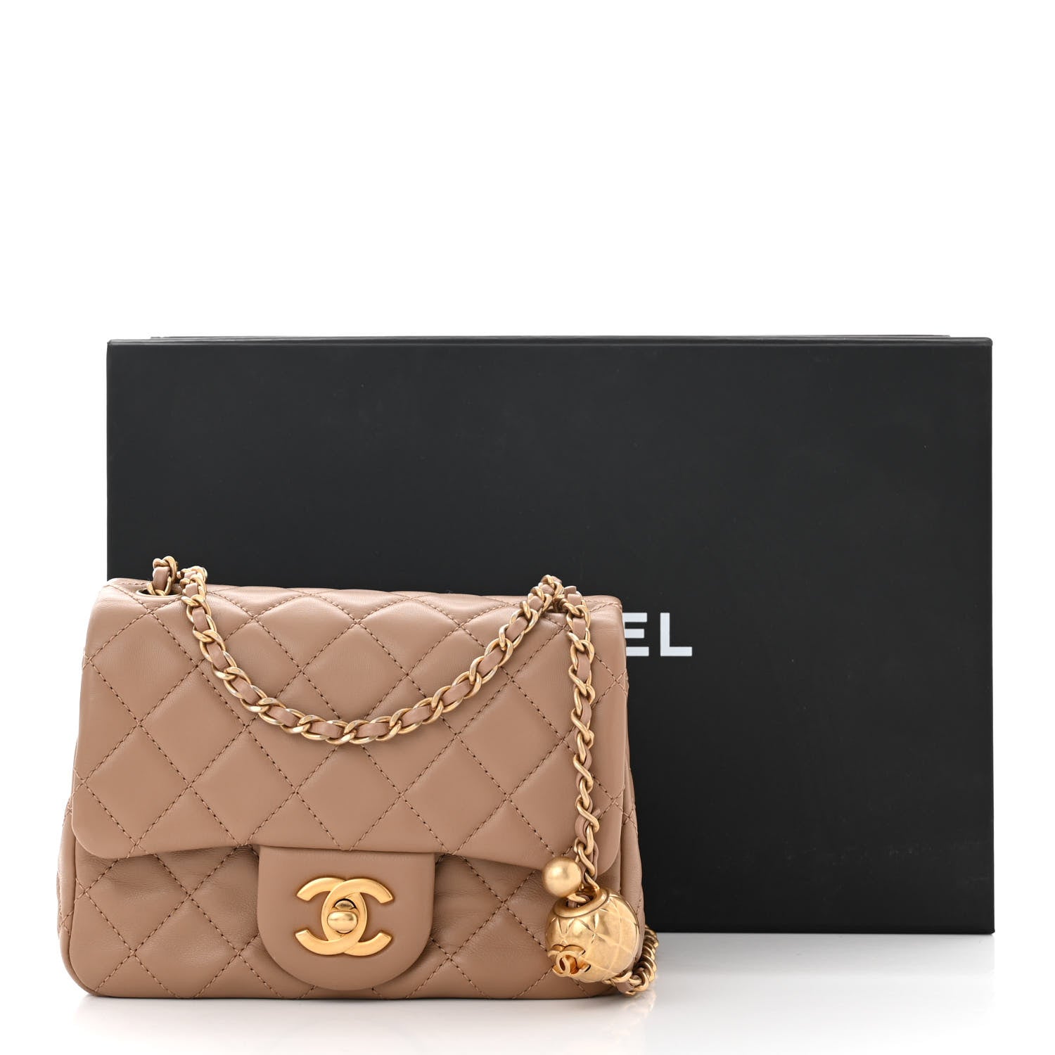 Chanel Lambskin Quilted Mini Pearl Crush Flap Dark Beige 11 of 11