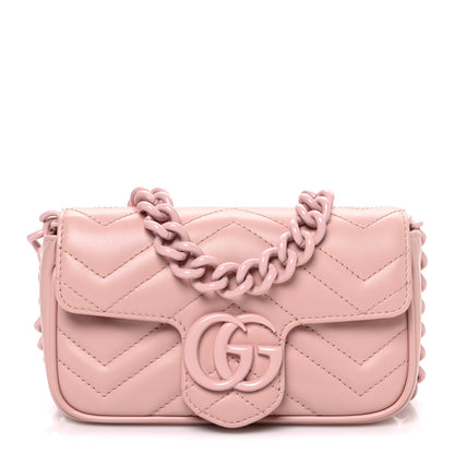 Gucci Calfskin Matelasse Monochrome GG Marmont Chain Belt Bag Perfect Pink 1 of 10