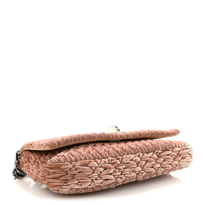 Miu Miu Velvet Matelasse Crystal Chain Shoulder Bag Cammeo 4 of 9