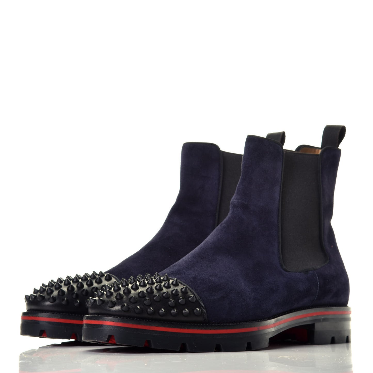 Suede Mens Melon Spikes Flat Chelsea Boots 42 Navy Blue