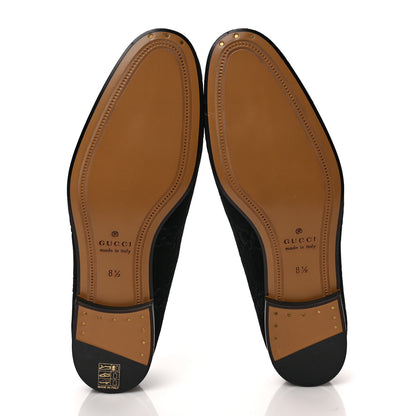 Gucci Velvet GG Monogram Horsebit Mens Jordaan Loafers 8.5 Black 5 of 9