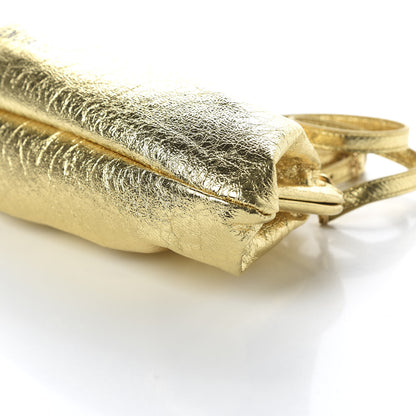 Balenciaga Metallic Textured Calfskin Logo XL Cloud Clutch Gold 7 of 9