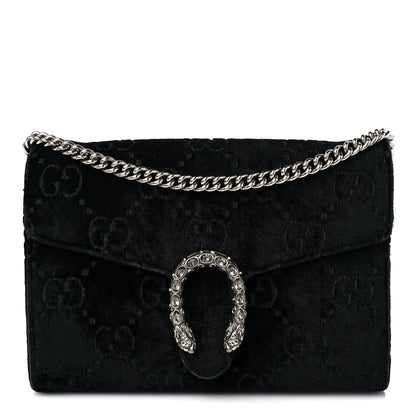 Gucci Velvet GG Monogram Mini Dionysus Chain Wallet Black 1 of 18
