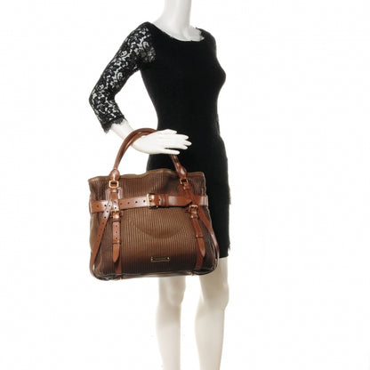 Burberry Stitched Leather Bridle Calfskin Tote Dark Tan 2 of 10