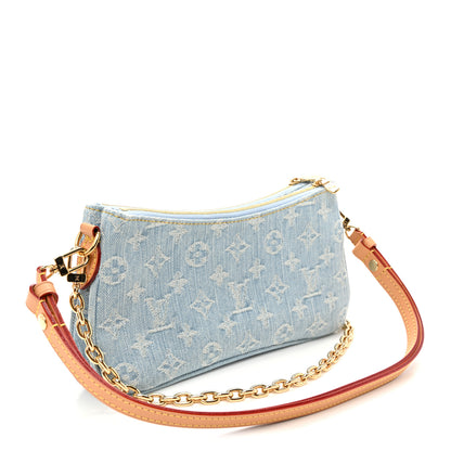 Louis Vuitton Monogram Denim Liv Pochette Sky Blue 3 of 10