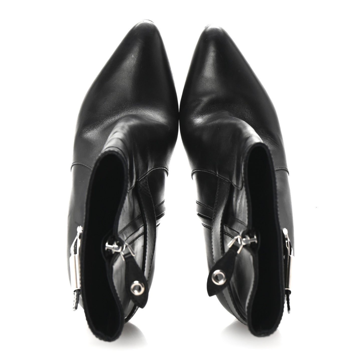 Calfskin Belted Lock Ankle Boots 37 Black