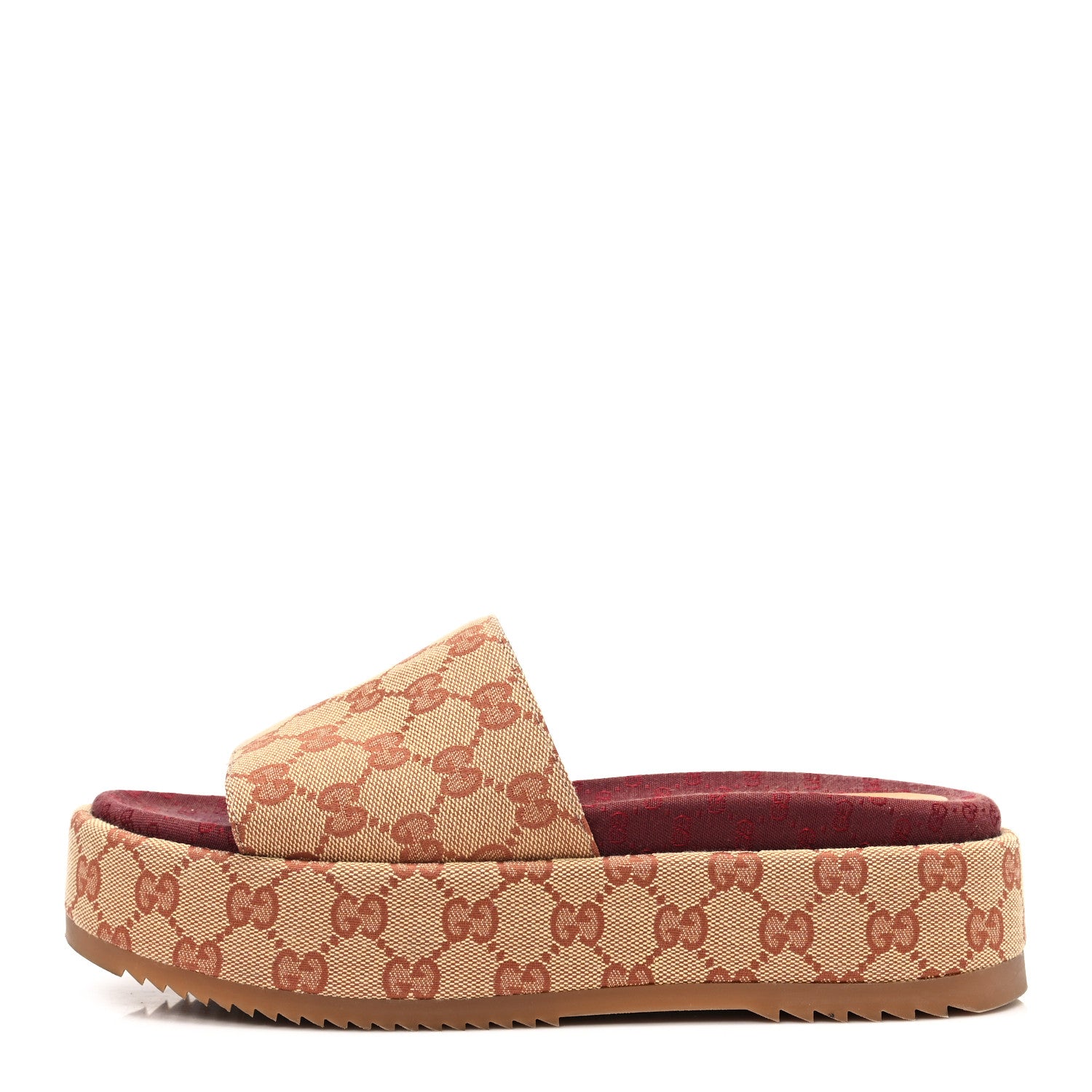 Gucci Canvas GG Monogram Angelina Platform Slide Sandals 39 Beige Ruggine 1 of 9