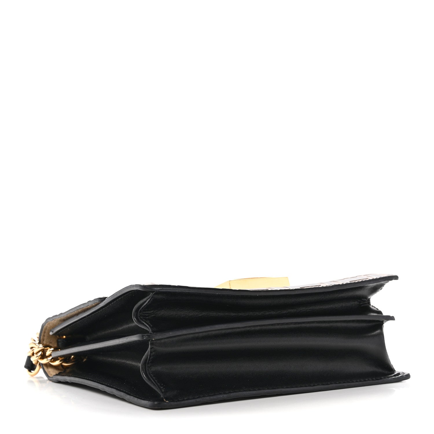 Fendi Vitello Liberty Bi-Color FF 1974 Embossed Small Kan U Shoulder Bag Maya Black 4 of 14