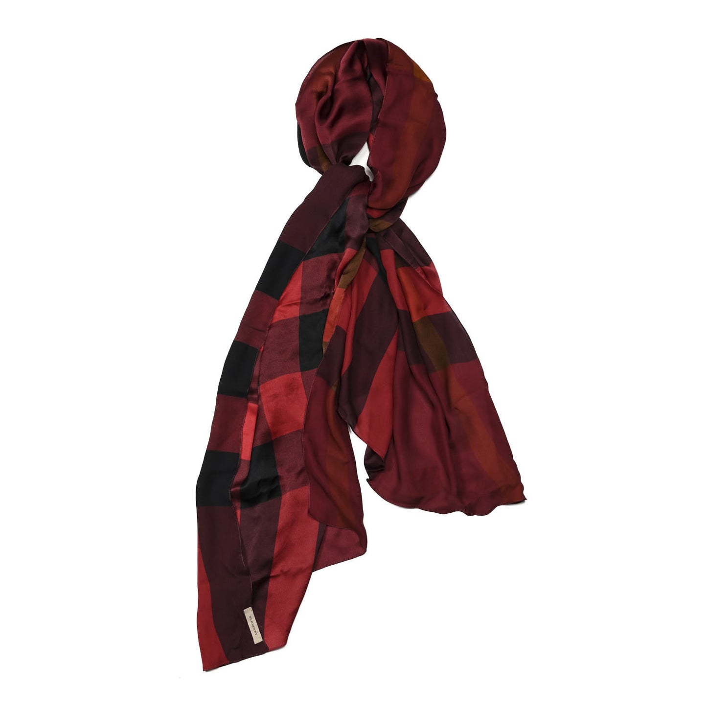 Silk Mega Check Scarf Red