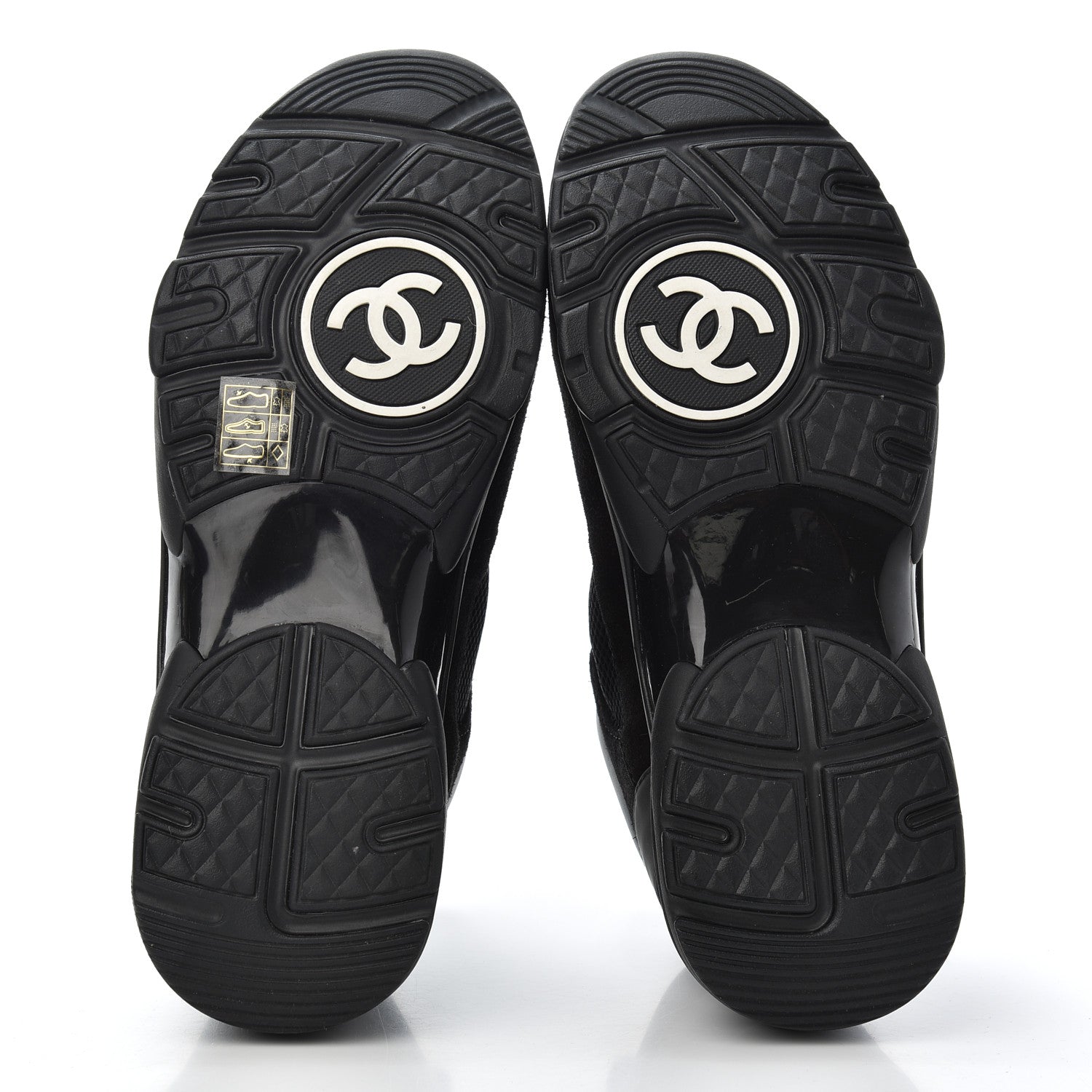 Chanel Fabric Calfskin Suede CC Sneakers 38.5 Black 5 of 8