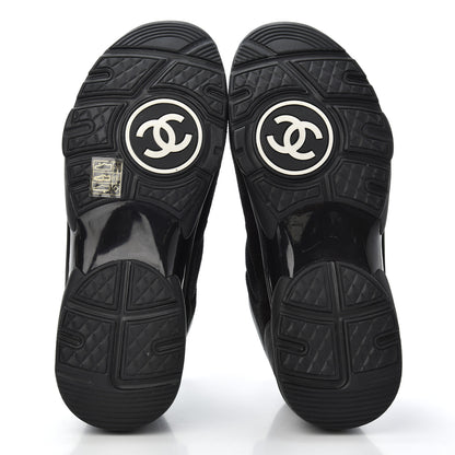 Chanel Fabric Calfskin Suede CC Sneakers 38.5 Black 5 of 8
