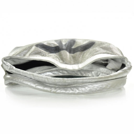 Metallic Perforated Lambskin Hollywood Hobo Silver