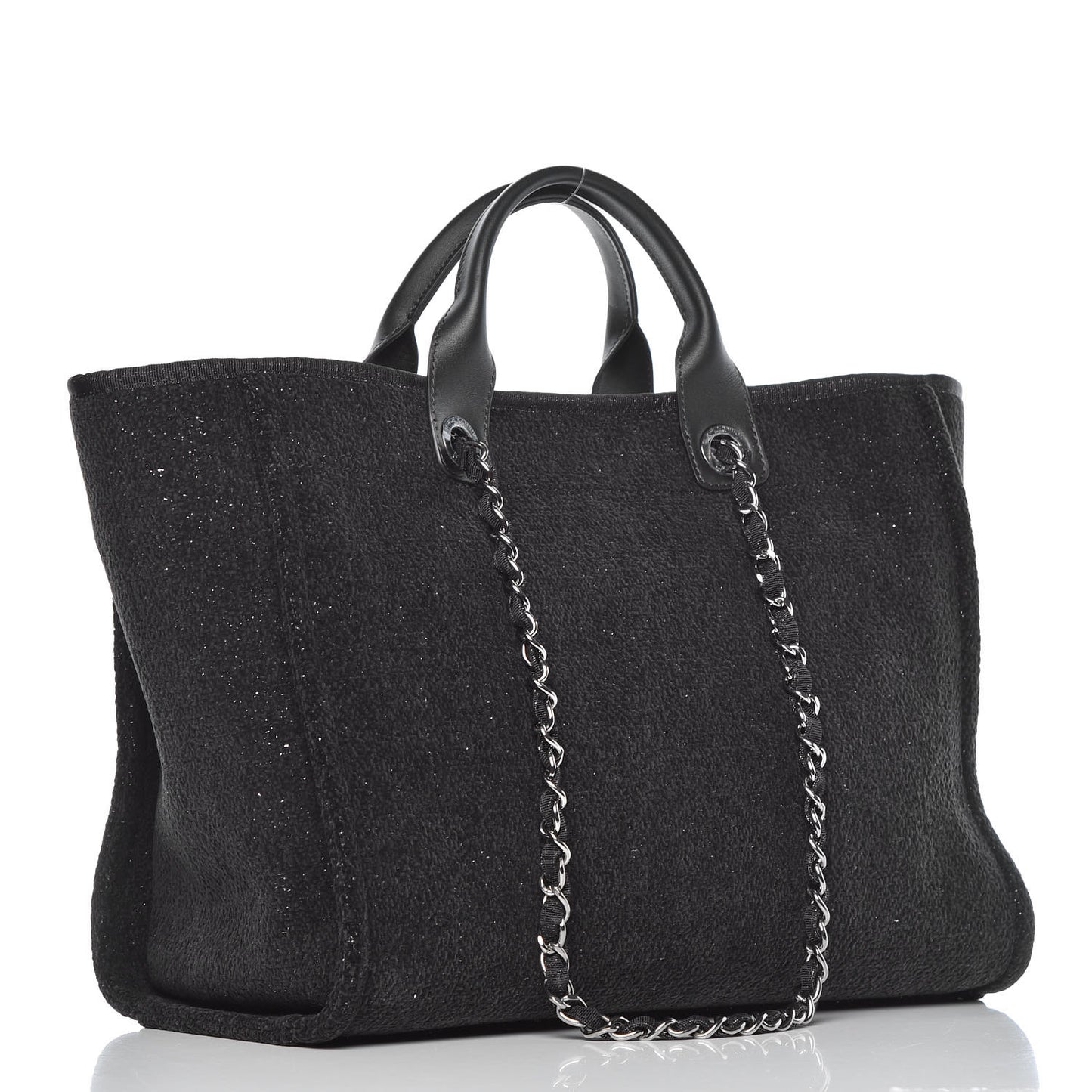 Lurex Boucle Medium Deauville Tote Black