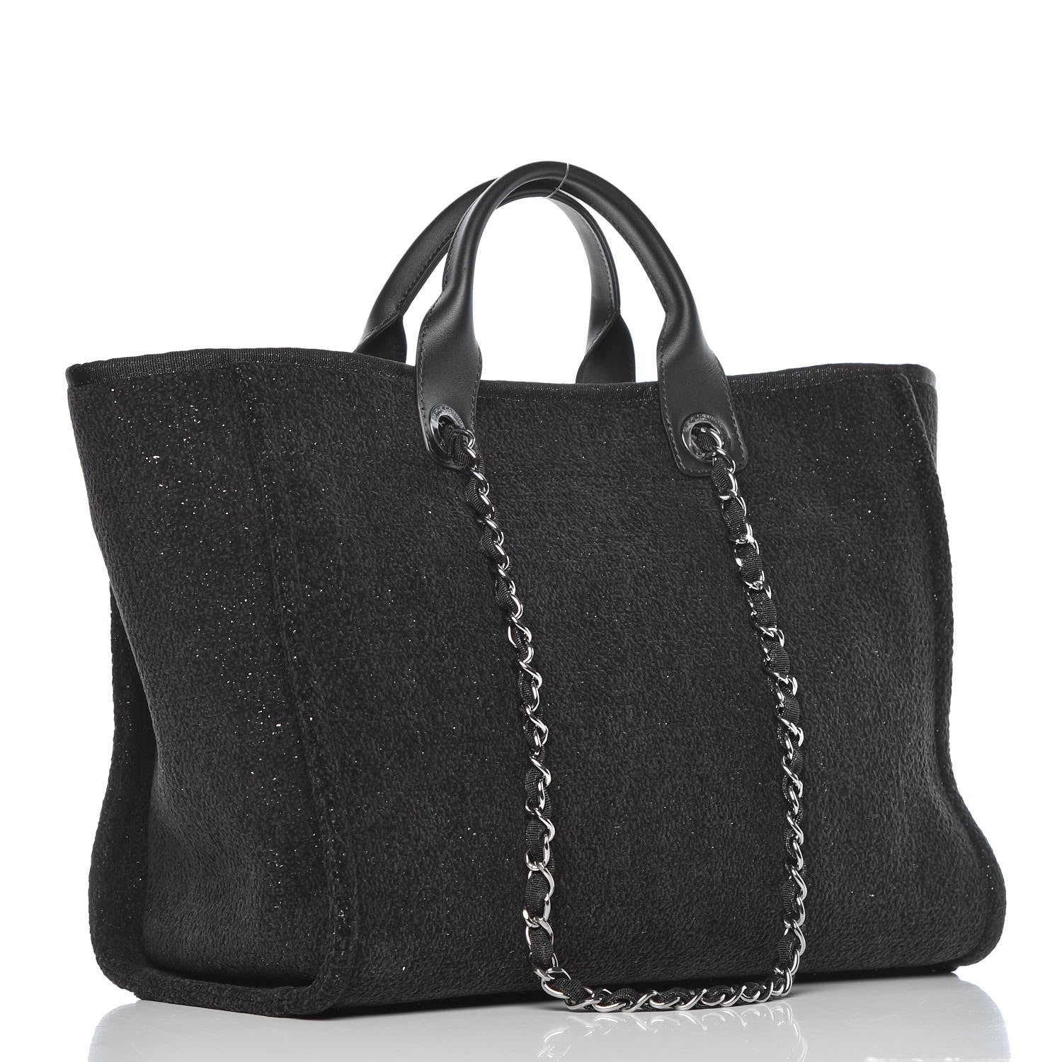 Chanel Lurex Boucle Medium Deauville Tote Black 4 of 11