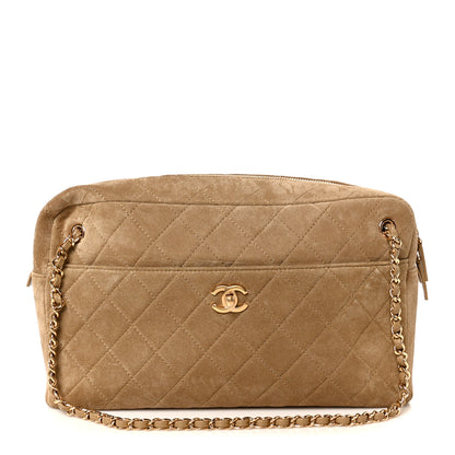 Chanel Suede Quilted Camerissimo Camera Case Dark Beige 1 of 11