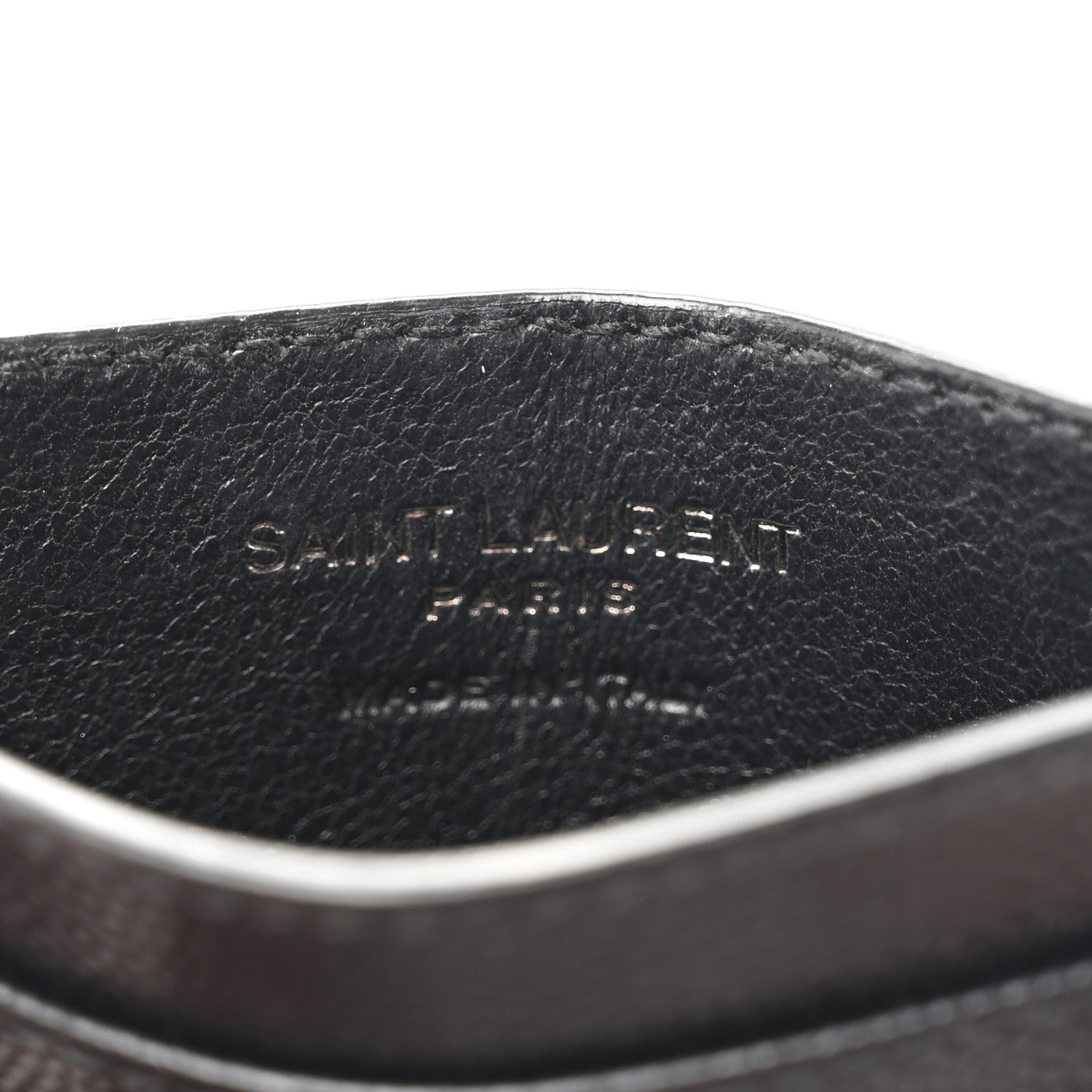 Saint Laurent Grain De Poudre Matelasse Chevron Monochrome Monogram Credit Card Case Black 6 of 8