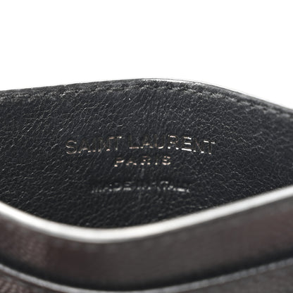 Saint Laurent Grain De Poudre Matelasse Chevron Monochrome Monogram Credit Card Case Black 6 of 8