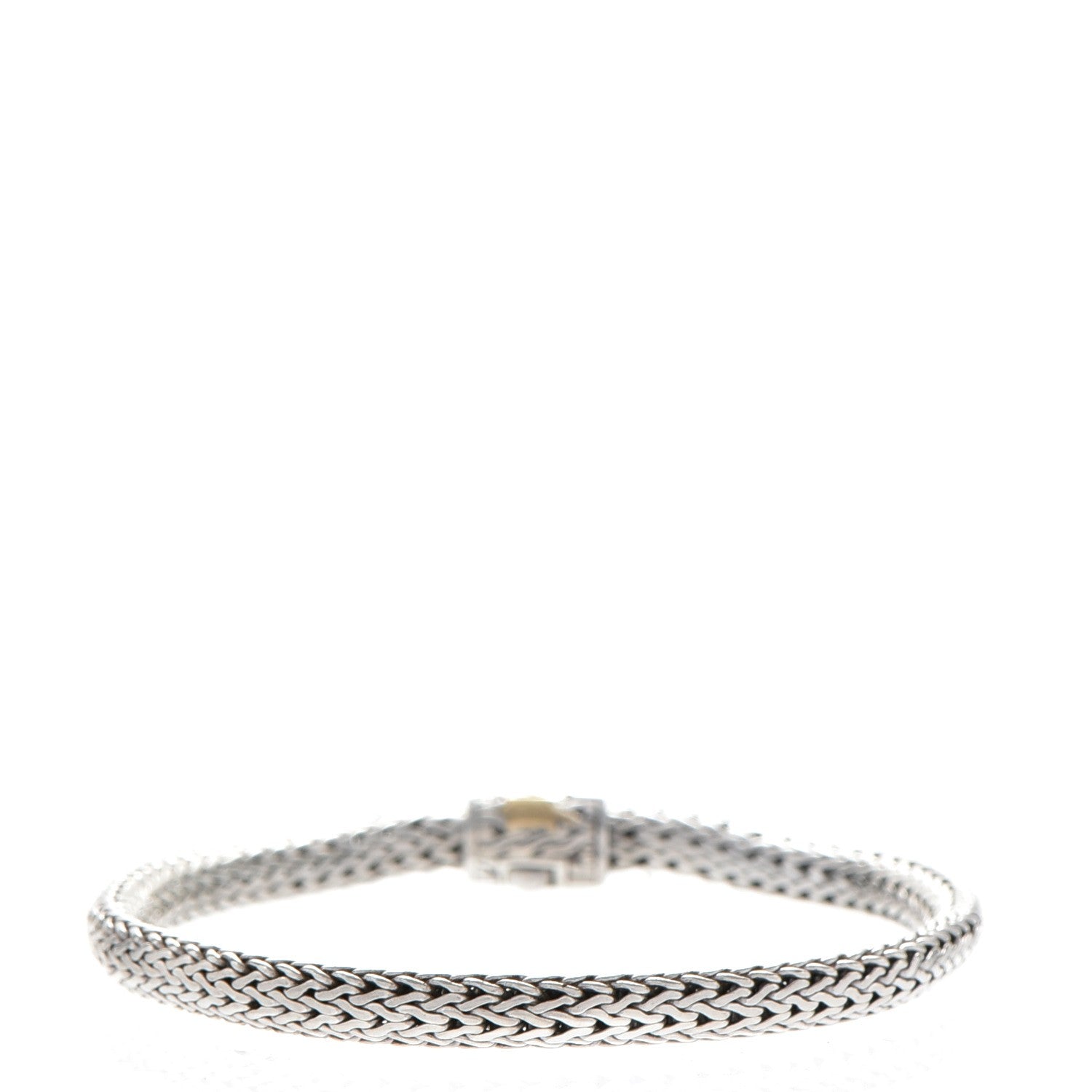 John Hardy Sterling Silver 18K Yellow Gold Diamond Medium Classic Chain Bracelet 3 of 5