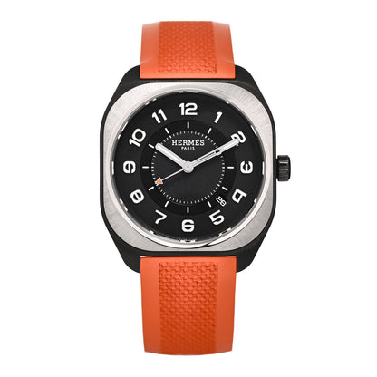Hermes DLC Coated Titanium Rubber 39mm H08 Automatic Watch Orange 1 of 5