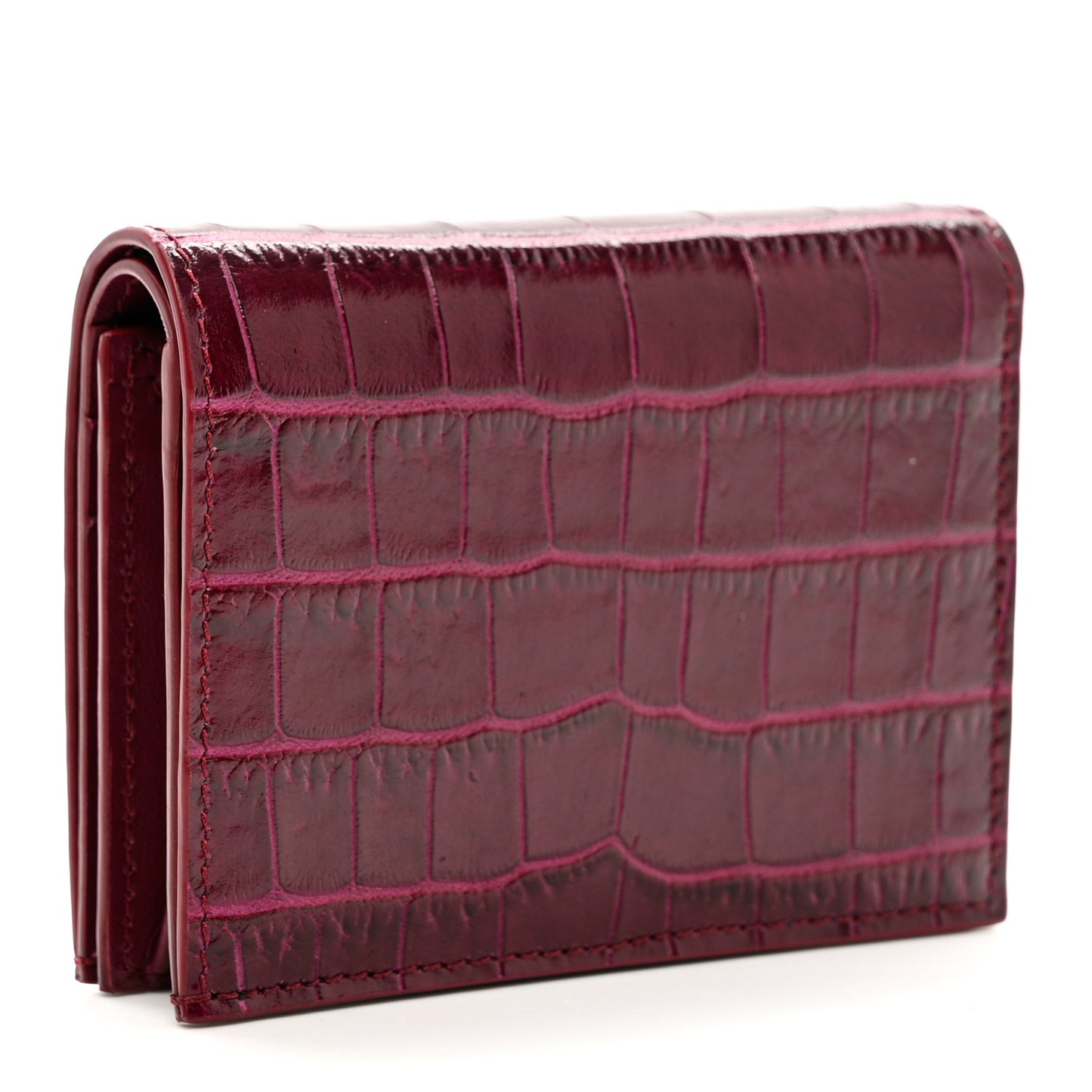 Calfskin Crocodile Embossed Wallet Red