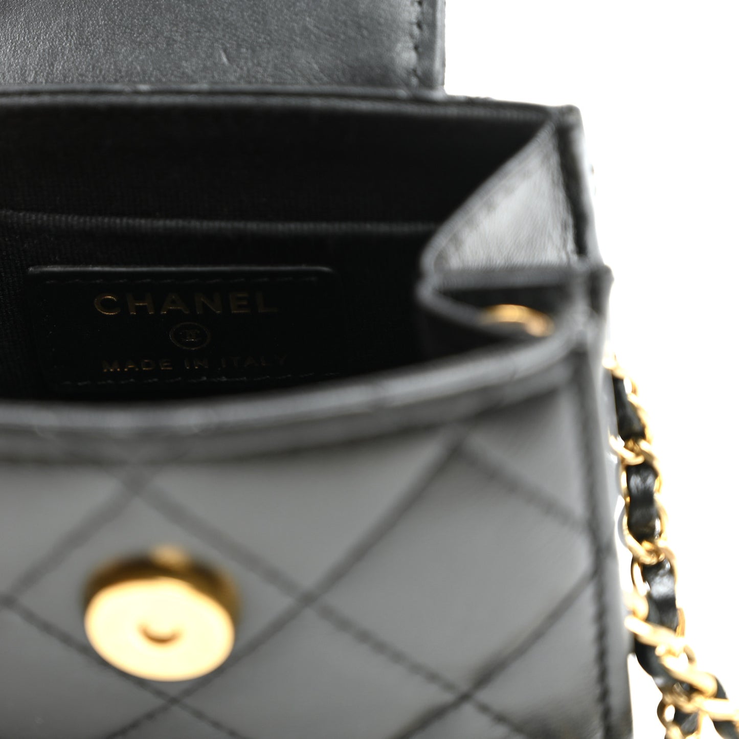 Lambskin Quilted Mini Accordion Clutch With Chain Black