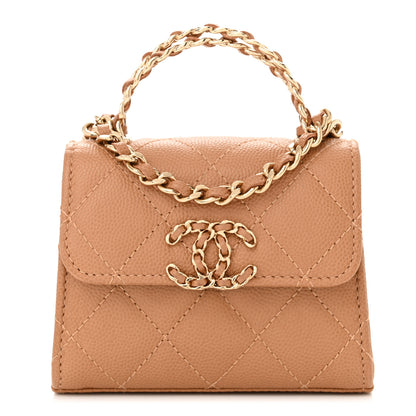 Chanel Caviar Quilted Mini Chain Top Handle With Chain Beige 1 of 10