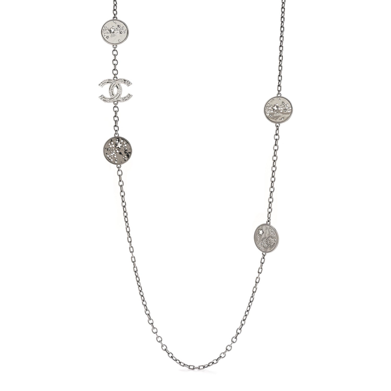Chanel Ruthenium Crystal Star CC Long Necklace 1 of 7