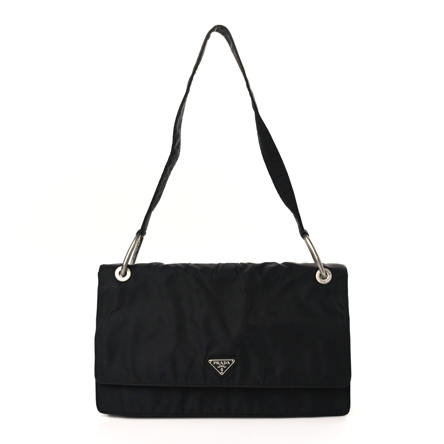 Prada Tessuto Nylon Flap Shoulder Bag Black 1 of 9