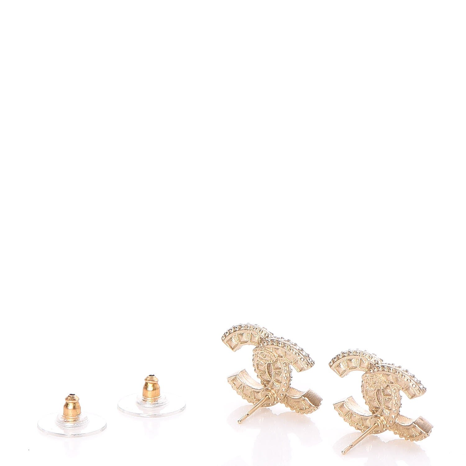 Chanel Crystal CC Earrings Gold 5 of 6