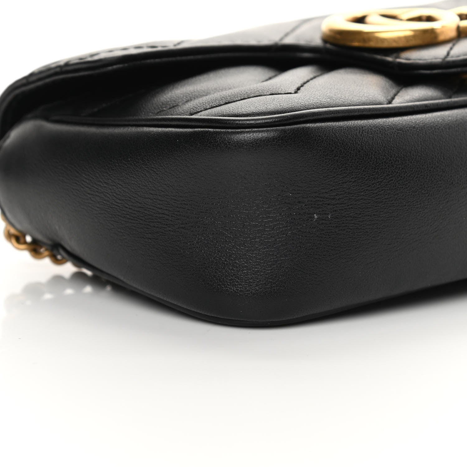 Gucci Calfskin Matelasse Super Mini GG Marmont Shoulder Bag Black 9 of 13