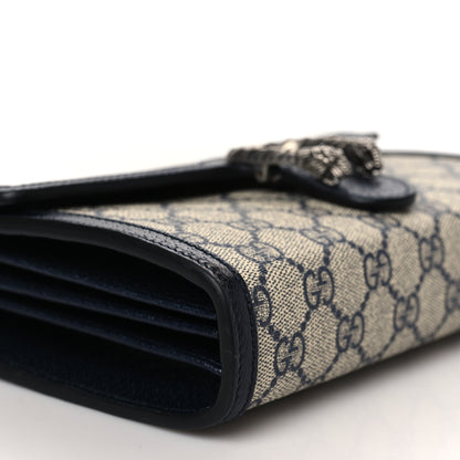 Gucci GG Supreme Monogram Textured Dollar Calfskin Mini Dionysus Chain Wallet Beige Blue 6 of 7