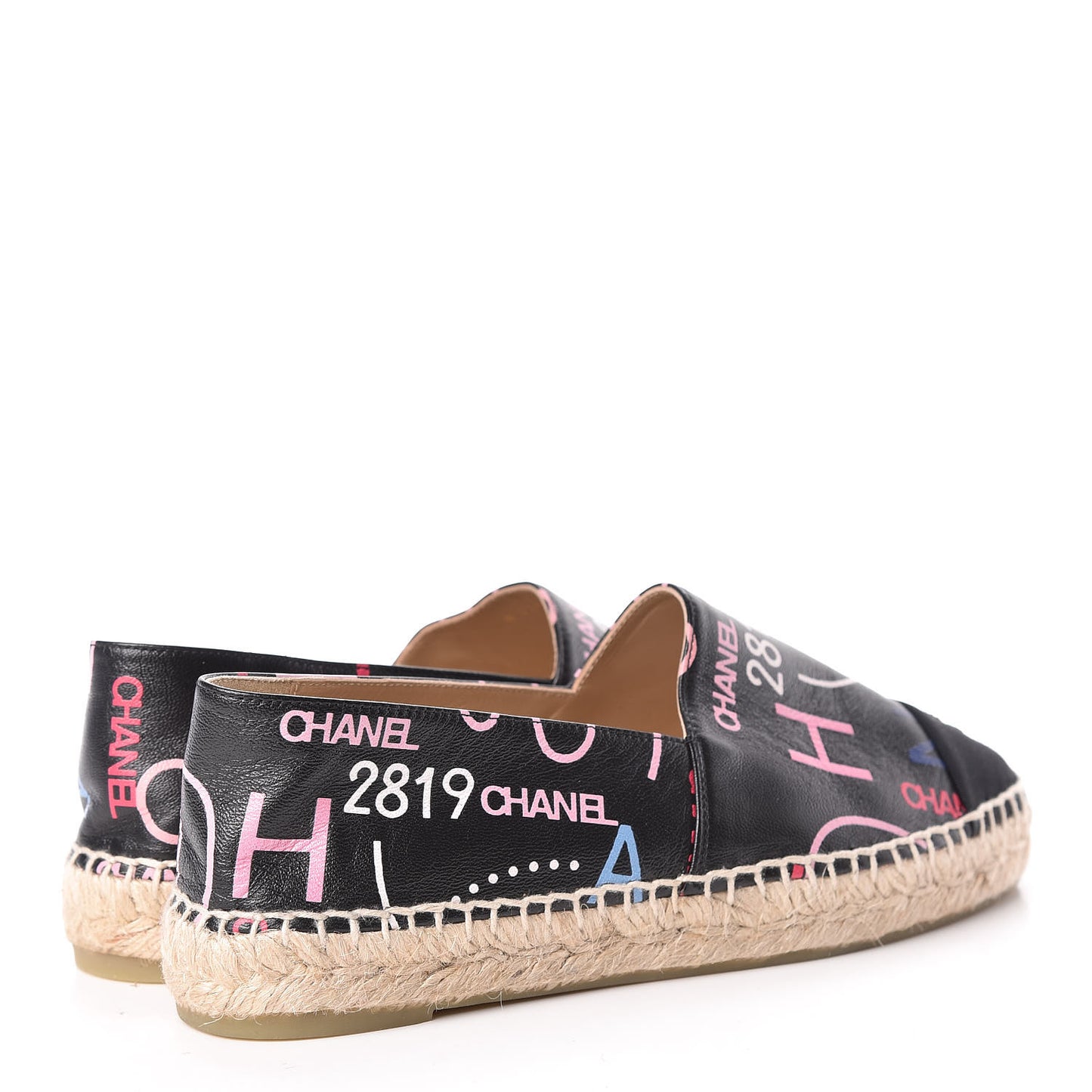 Lambskin Grosgrain Printed Espadrilles 38 Multicolor Black