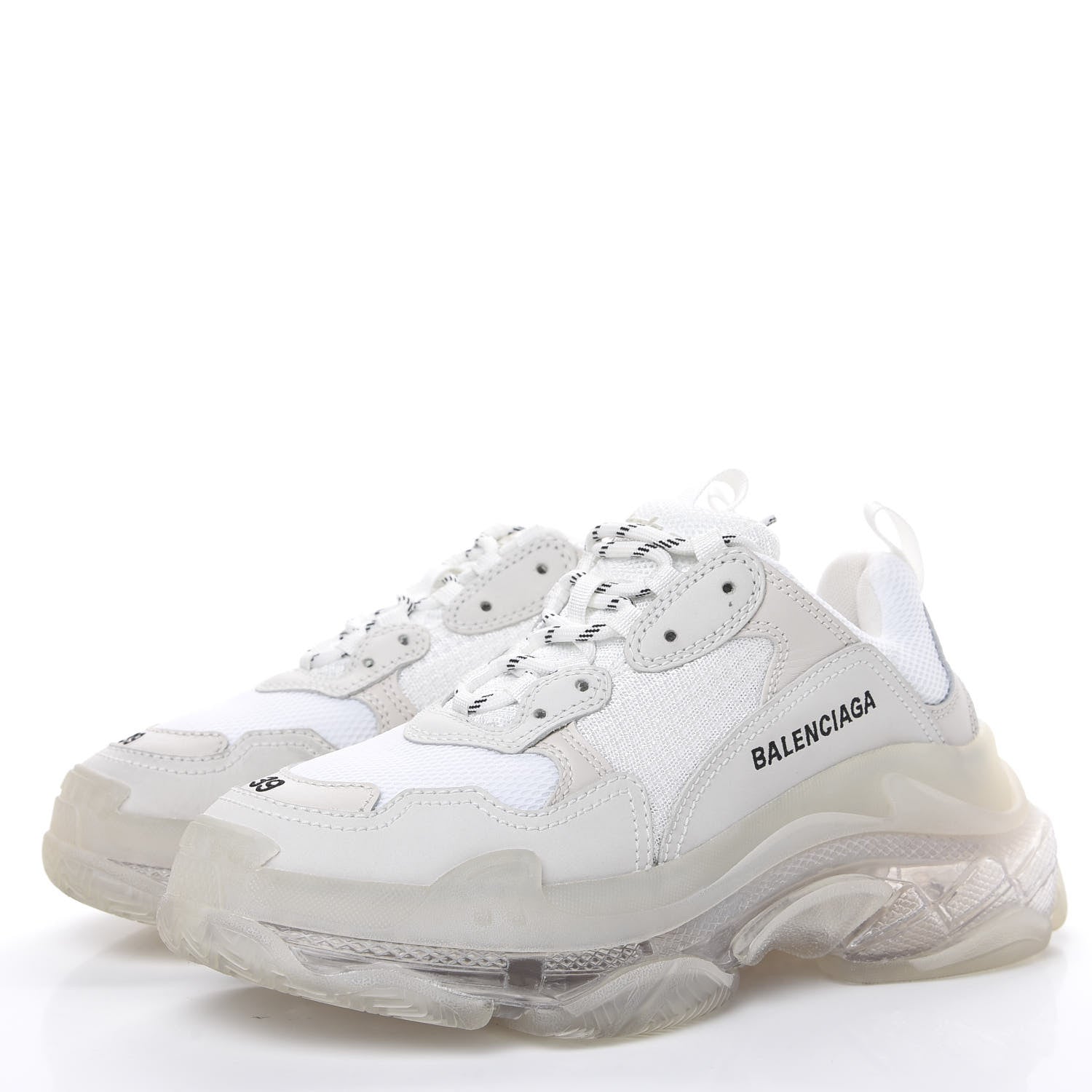 Balenciaga Fabric Mesh Clear Sole Womens Triple S Sneakers 39 White 3 of 8