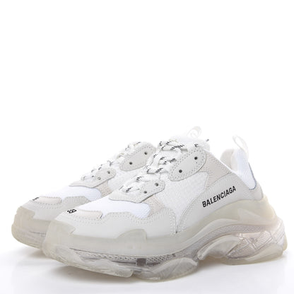 Balenciaga Fabric Mesh Clear Sole Womens Triple S Sneakers 39 White 3 of 8