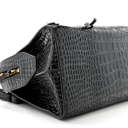 Balenciaga Shiny Supple Calfskin Crocodile Embossed Brass Hardware Neo Classic City Black 8 of 10