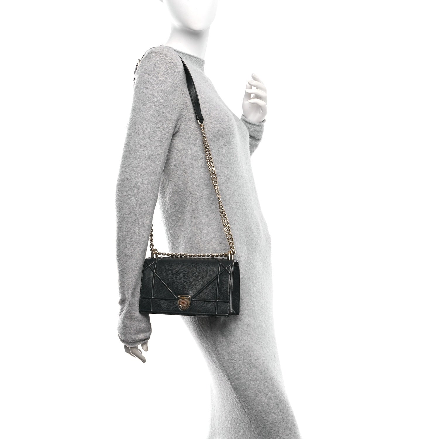 Christian Dior Grained Calfskin Small Diorama Flap Bag Black 2 of 10