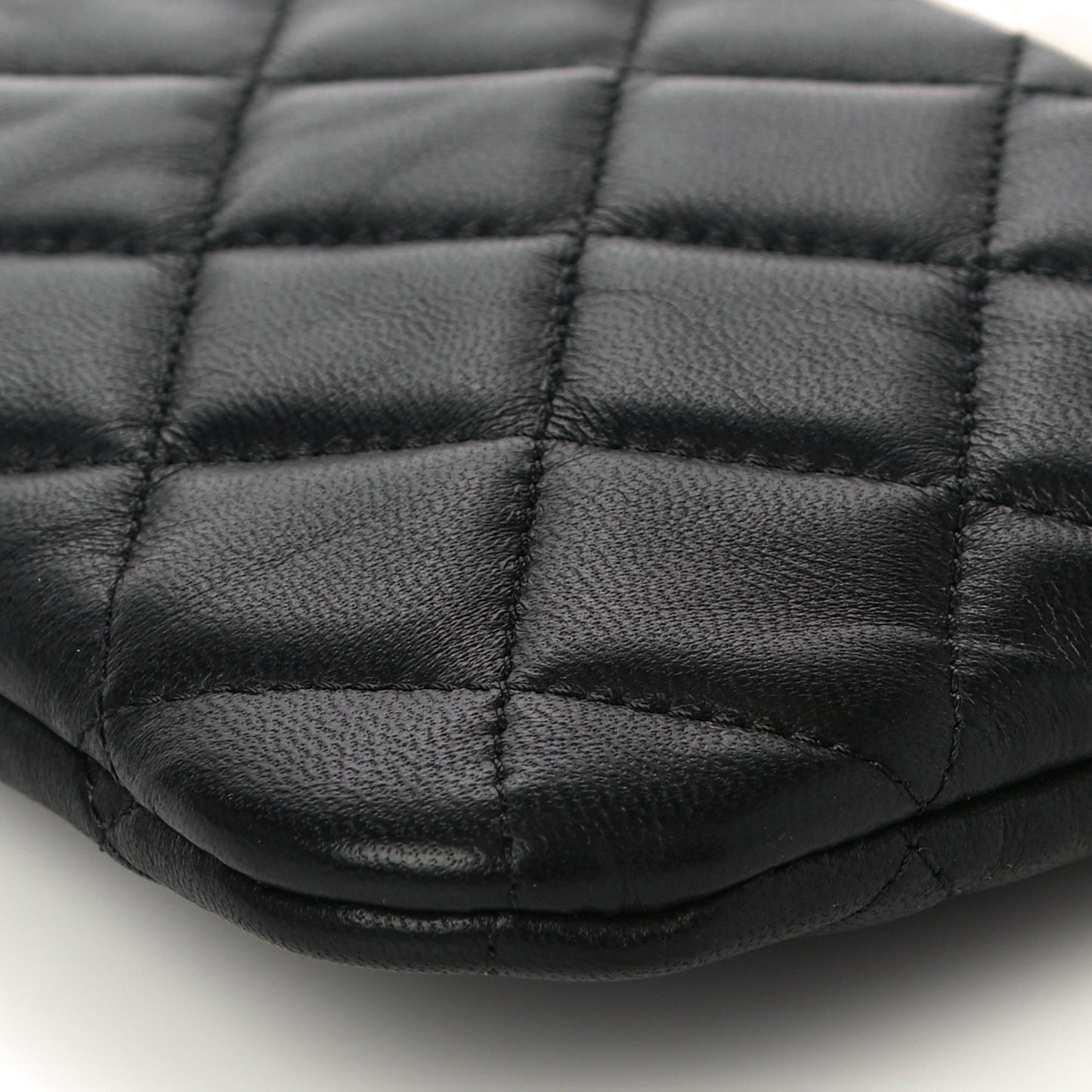 Lambskin Quilted Medium Cosmetic Case Black White