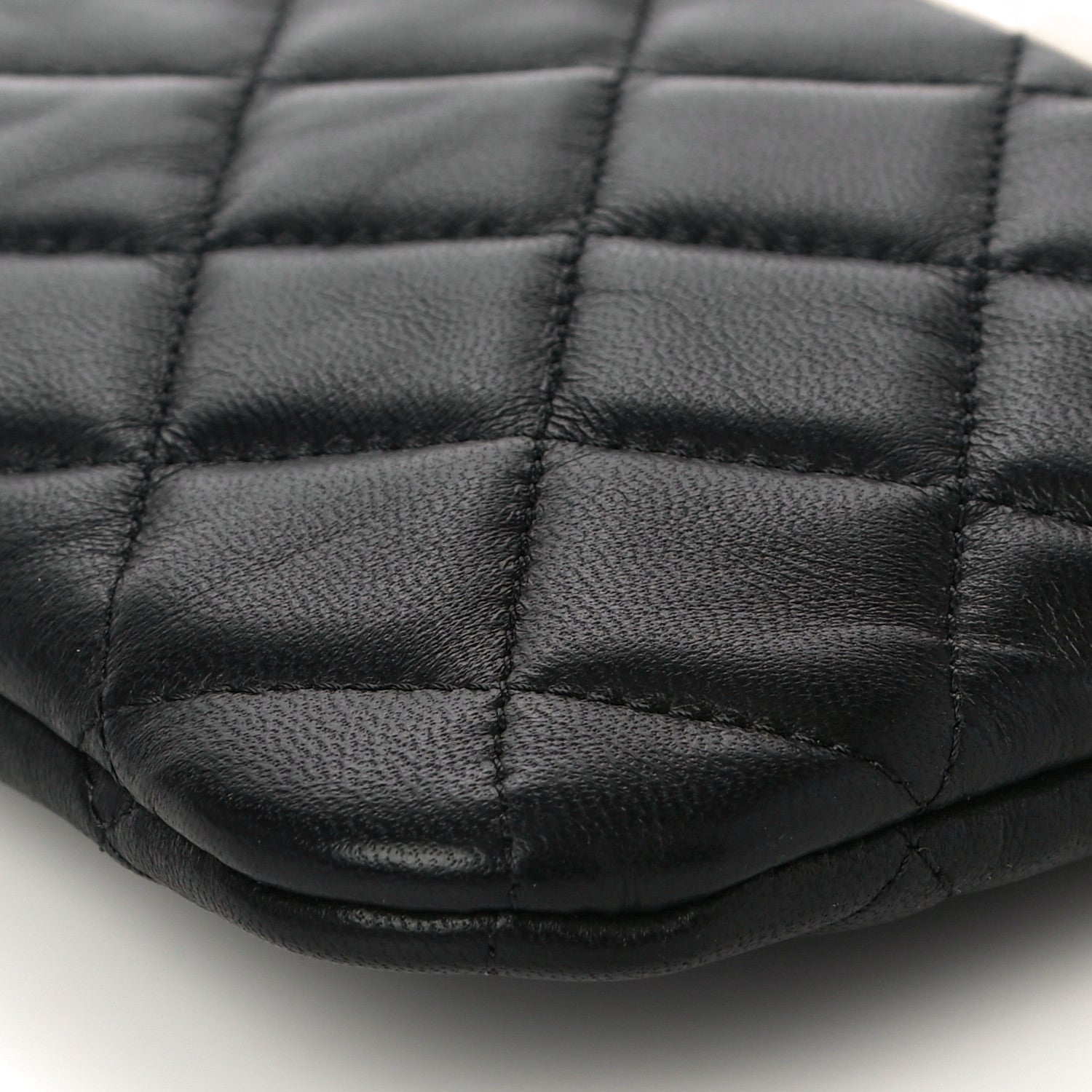 Chanel Lambskin Quilted Medium Cosmetic Case Black White 9 of 11