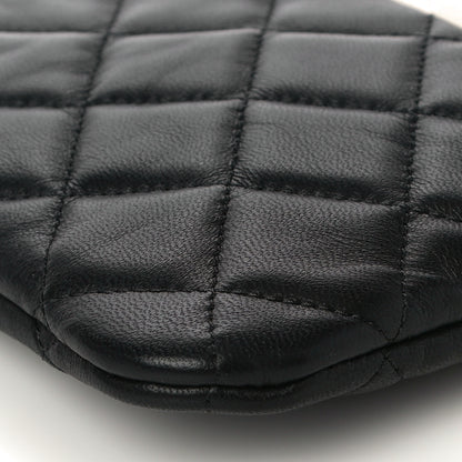 Chanel Lambskin Quilted Medium Cosmetic Case Black White 9 of 11