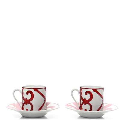 Hermes Porcelain Balcon du Guadalquivir Coffee Cup and Saucer Set of 2 1 of 10