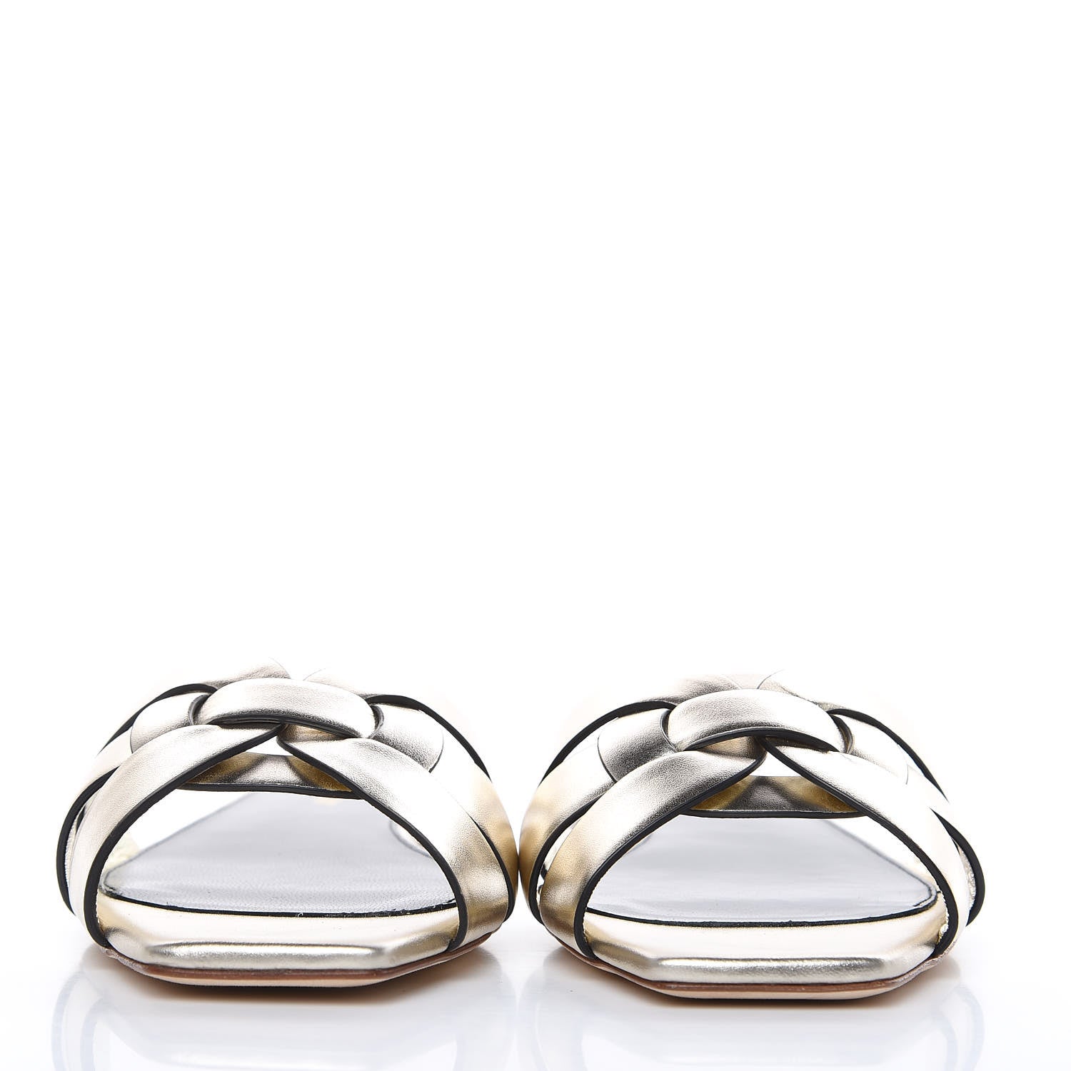 Saint Laurent Metallic Calfskin Nu Pied 05 Slide Sandals 38.5 Platino 2 of 8