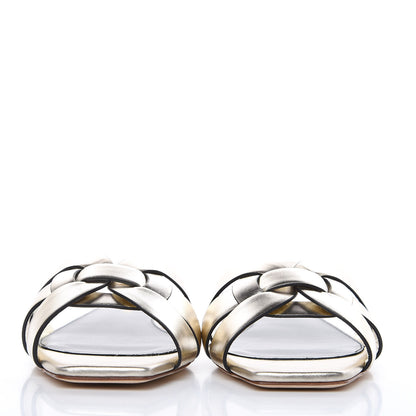 Saint Laurent Metallic Calfskin Nu Pied 05 Slide Sandals 38.5 Platino 2 of 8