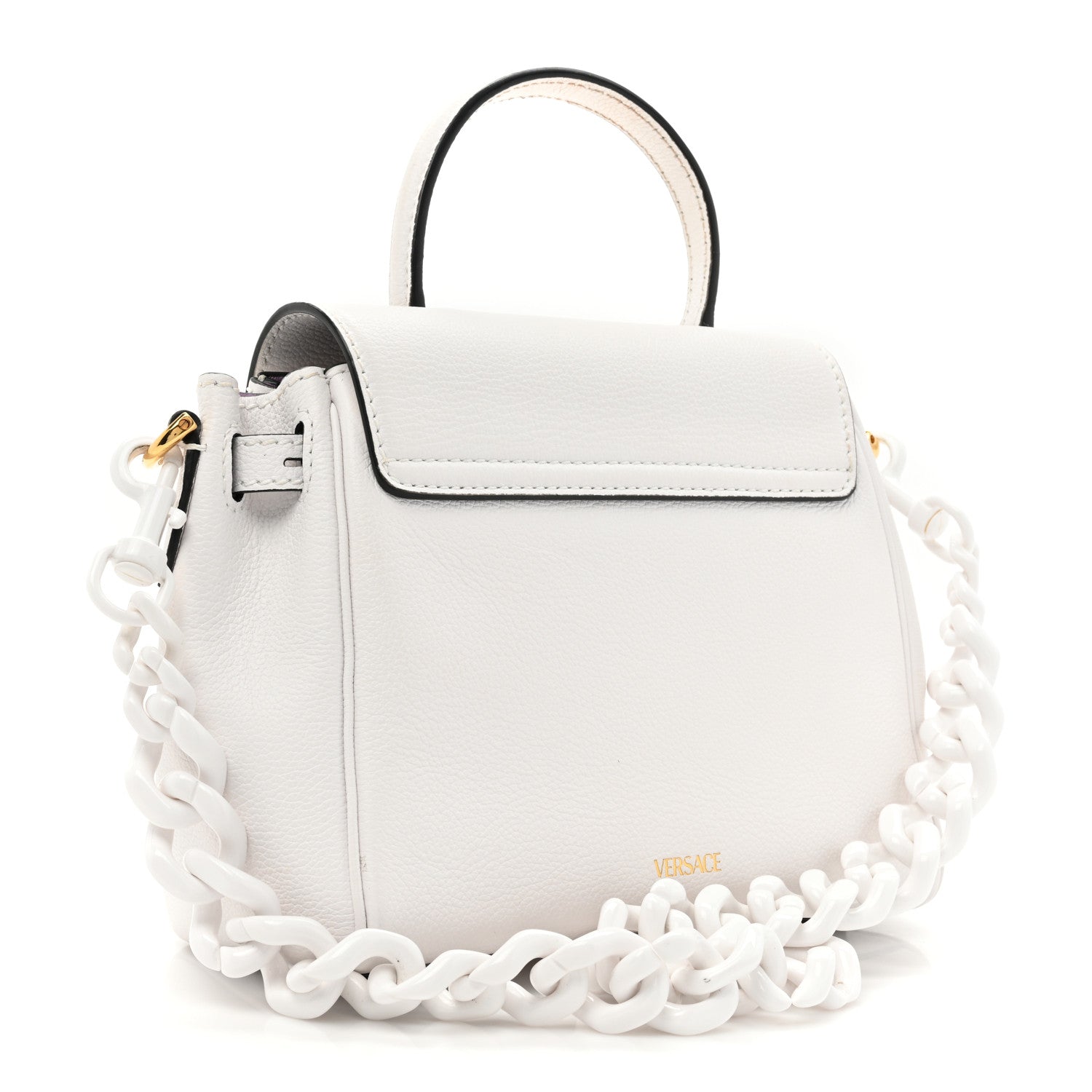 Versace Grained Calfskin Small La Medusa Top Handle Bag White 3 of 15
